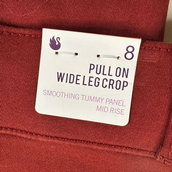 NWT Gloria Vanderbilt Women’s Red Pull On Wide Leg Crop Pants - Size 8 - Picture 5 of 12